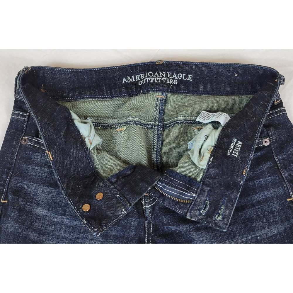 American Eagle Artist Stretch Flare Jeans Dark Wash Blue Womens 10 Long 10L - Picture 7 of 8